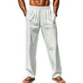 thumbnail image 6 of Riecok Mens Workout Pants Elastic Waist Drawstring Straight Leg Solid Color Workout Casual Sweatpants with Pockets White XL, 6 of 7