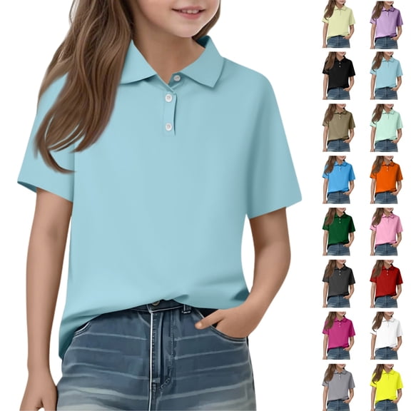 YOUYEDIAN Boys Polo Shirt Kids Summer Dress Short Sleeve School Uniforms Toddler Golf Collared Outfits Girls Athletic Tshirt