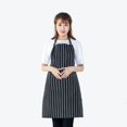thumbnail image 6 of Men and Women Cooking Supplies Fabric Catering Halter Neck Clean Pinafore Bibs Stripes Pinafore Chef Apron BLACK STRIPES, 6 of 8