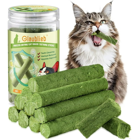 Cat Grass Snack, Cat Grass Sticks Naturally Dried Snacks for Cats for Hairball Removal and Dental Care, Catnip, Cat Grass Stick (50 g)