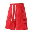 thumbnail image 4 of LIIPEE Mens Casual Shorts Summer Comfort Stylish Solid Color Stretch Elastic Waist Drawstring Shorts With Pockets Male Casual Basketball Golf Gym Shorts,Red,XL, 4 of 4