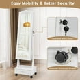 thumbnail image 6 of CHARMAID Rolling Jewelry Armoire with Full Length Mirror, Lockable Stand up Jewelry Cabinet with Lights and Wheels, Standing Jewelry Organizer with Drawers, Mirror with Jewelry Storage (White), 6 of 18