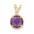 thumbnail image 3 of Real 14kt Yellow Gold 6mm Amethyst bezel pendant; for Adults and Teens; for Women and Men, 3 of 4