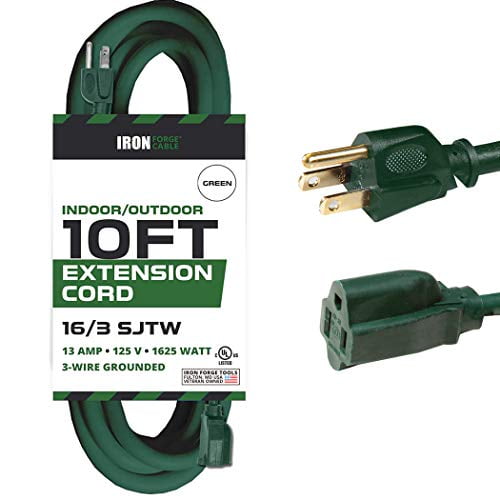 10 Ft Outdoor Extension Cord 16/3 Durable Green Cable