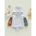 thumbnail image 2 of Cenuakty Baby Boys Girls Romper, Long Sleeve Hooded Contrast Color Bodysuit for Casual Daily, 2 of 9