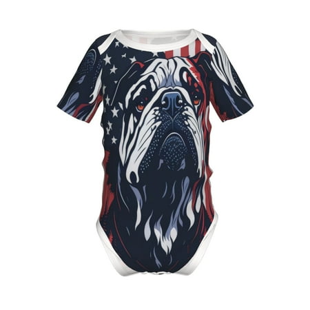 

Adobk Bulldog with Forest Flag Print Baby Climbing Clothes Jumpsuit Rompers Classic Rompers Child Short sleeve Bodysuits-18 Months