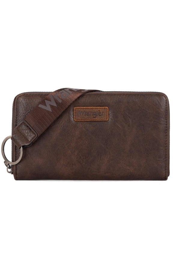 Wrangler Womens Wallet Wristlet Long Purse Designer Clutch Large Capacity Credit Card Holder Gifts for Women, Coffee