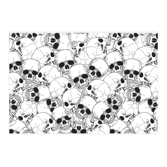 Koyal Wholesale Halloween Placemats, Piled Skulls Disposable Cardstock Paper Table Mats for Dining, 8-Pk