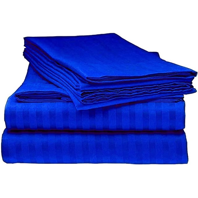 400 Thread Count 100% Egyptian Cotton Sleeper Sofa Bed Sheet Set Stripe with 4 -PCS Fitted Straps