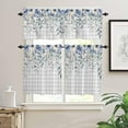thumbnail image 2 of Eucalyptus Flowers Kitchen Curtains, Botanical Floral Leaves Gray Plaid 3-Piece Kitchen Curtain Valance and Tiers Set 24 Inch Length, Rod Pocket Half Window Curtains for Cafe Living Room Bathroom, 2 of 6