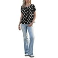 thumbnail image 2 of INSPIRE CHIC Polka Dots Tops for Women's Short Sleeve Crew Neck Summer Casual Lightweight Blouse Shirts XS Black, 2 of 6