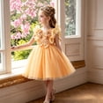 thumbnail image 2 of Bobifish Toddler Girls Dress Elegant Sleeveless V Neck Ruffle Sleeve Flower Decor Puff Tulle Tutu Dress Party Kids Girls Dresss, 2 of 8