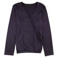 thumbnail image 2 of I.N.C Womens Shiny Wrap Blouse, Purple, Small, 2 of 2
