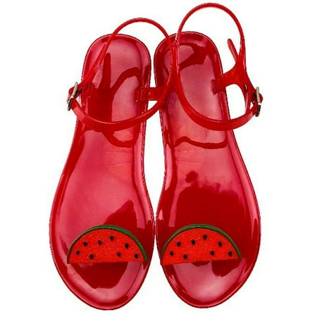 

Women Summer Sandals Nonslip: Cute Jelly Sandals Flat Sandals with Ankle Straps