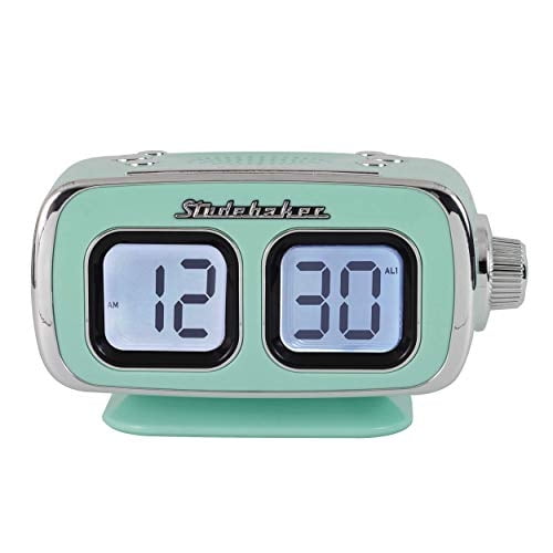 Pantalla Grande LCD AM/FM Retro Reloj Radio USB Bluetooth Aux-in Dormitorio Cocina Contador Pequeño Huella (Verde Azulado)