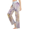thumbnail image 3 of Women's Golden Light Purple Marble Pajama Pants, Casual Pajama Bottoms Lounge Pants Wide Leg, 3 of 7