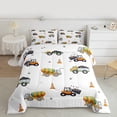 thumbnail image 2 of Manfei Equipment Truck Full Size Comforter Sets,Kids Bulldozer Bedding Comforter Set,Yellow White Bedding Sets For Boys Teens,Breathable Home Decor Reversible,3 Pieces, 2 of 8