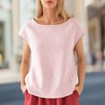 thumbnail image 3 of Linen T Shirts for Women Crew Neck Fashion Casual T Shirts Summer Loose Fit Tops for Travel Dating Commuting reliable, 3 of 6