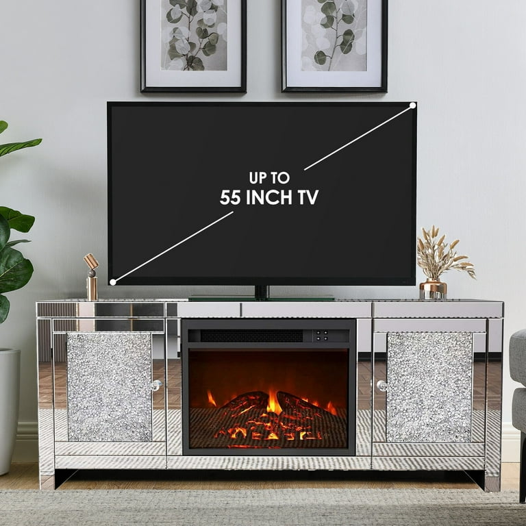 Silver tv stand 55 inch discount