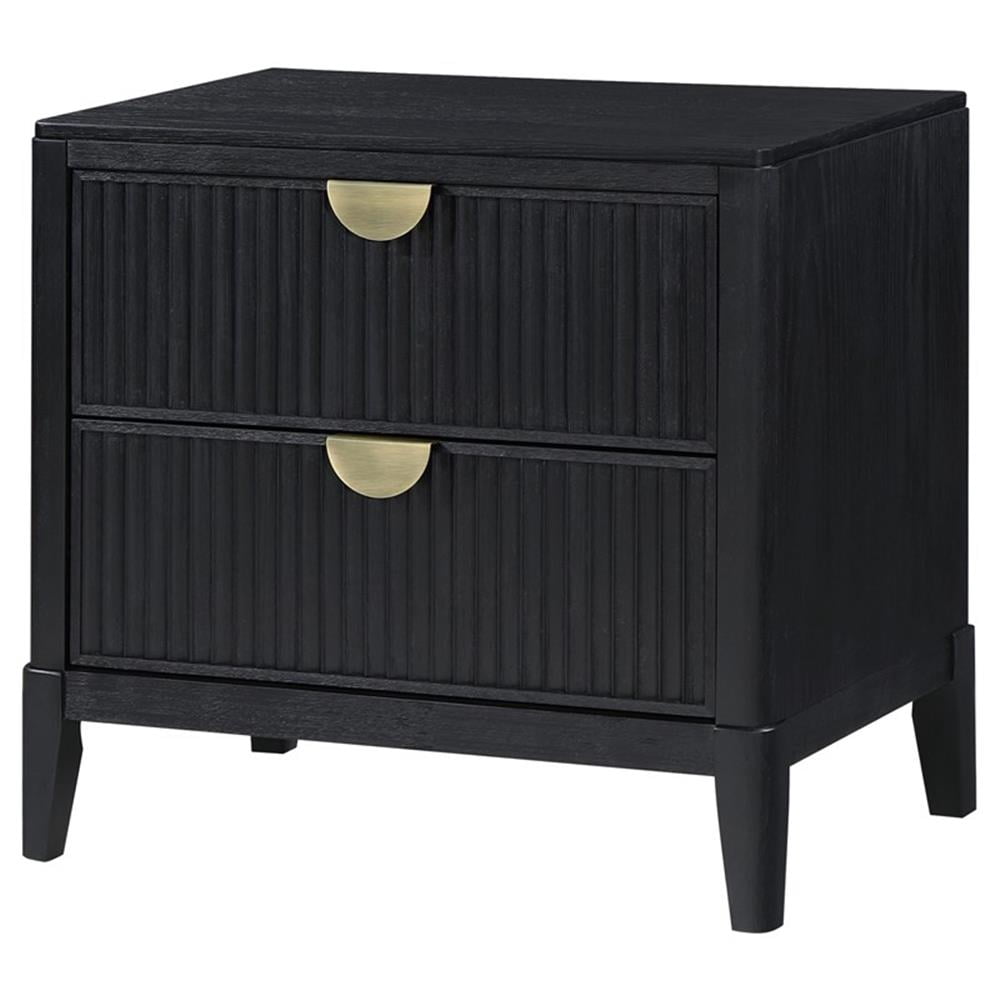 Pemberly Row Transitional 2-drawer Wood Nightstand Bedside Table Black
