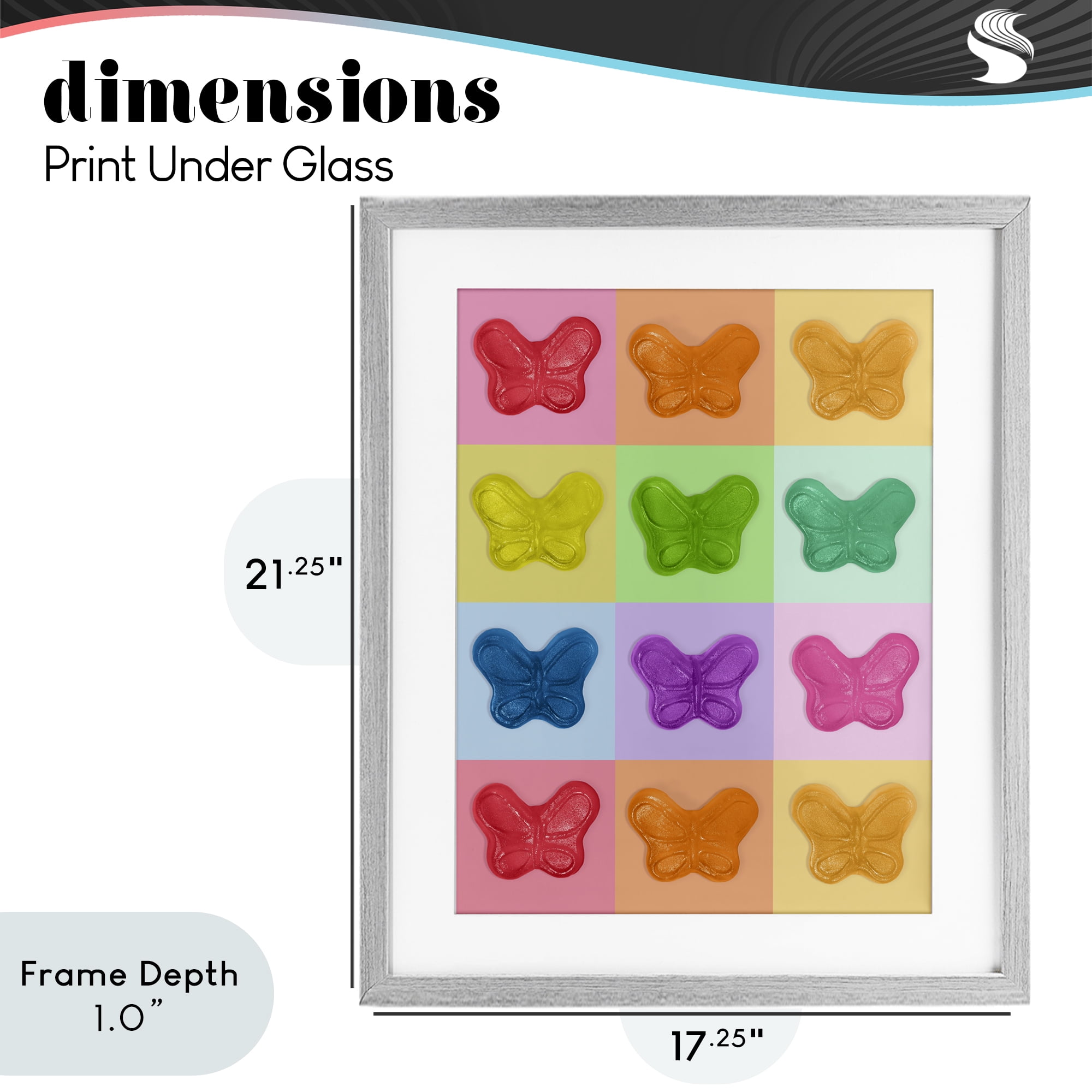 Stupell Industries Colorful Butterflies Candy Gray Framed Print Under Glass, design by LISH Creative