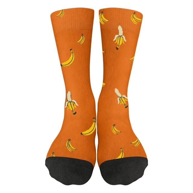Crew Socks for Men Cute Banana Print Novelty Soft Lightweight One Size