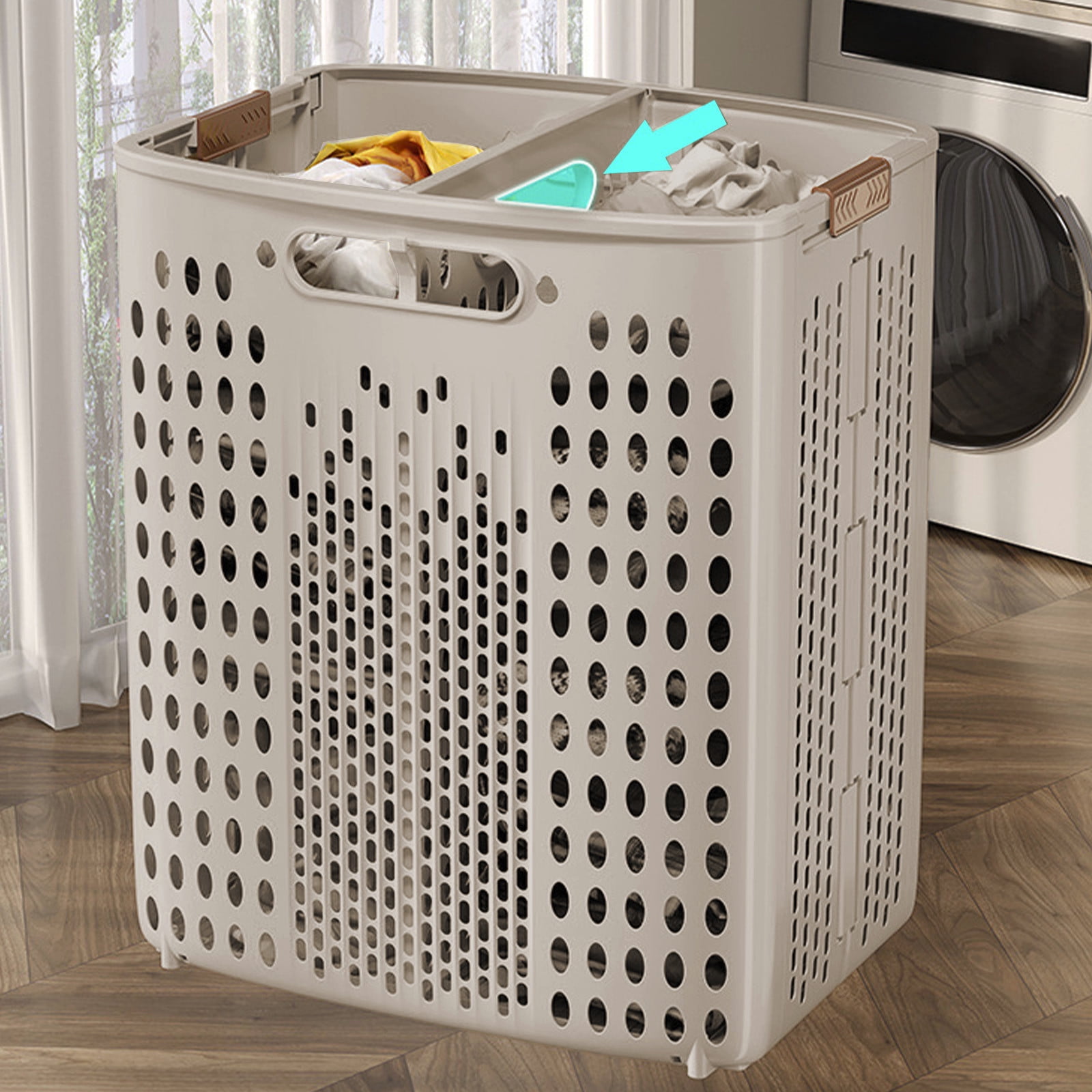 Dpityserensio Foldable Laundry Baskets Multi Functional Portable Dirty Clothes Hamper with Wheels Organization Toy Storage Basket with Handle Xmas