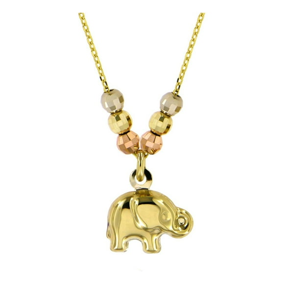 Gargantilla Italiana 14k De Elefante Y Bolas Tricolor