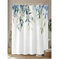 thumbnail image 4 of Fsddascl Blue Green Leaves Shower Curtain Set - Small 36" x 72" Washable Bathtub Curtain with 12 Hooks, Watercolor Spring Botanical Branches Waterproof Fabric Stall Shower Curtains for Bathroom, 4 of 6