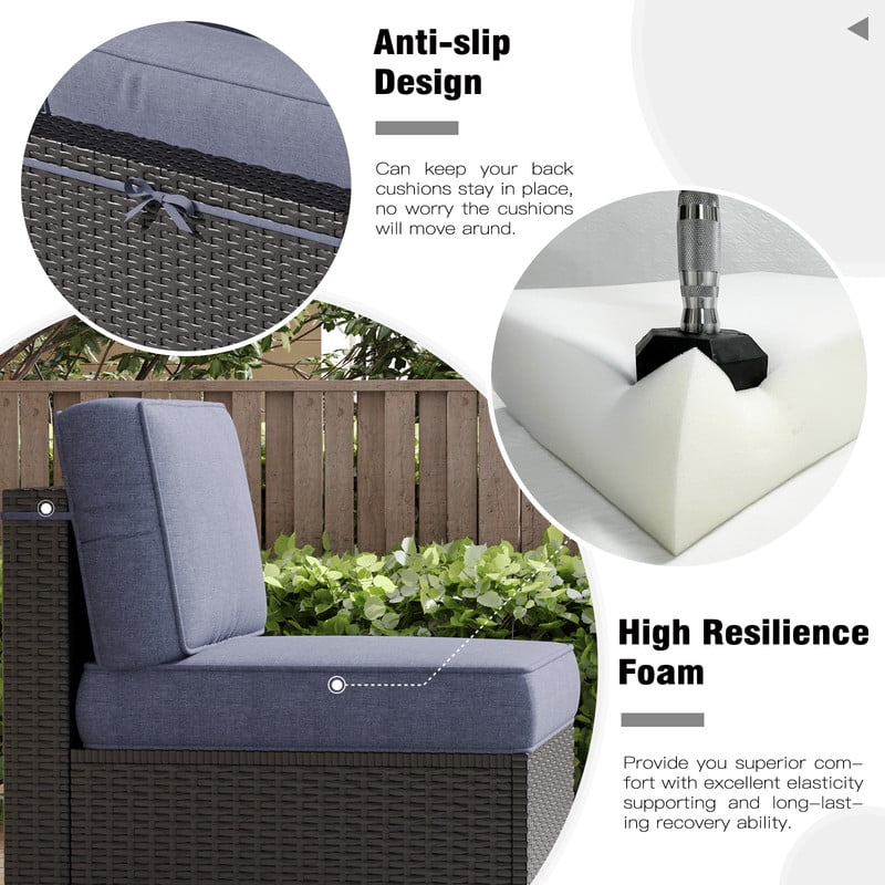 LayinSun Outdoor Furniture Replacement Cushions for 6 Seat Patio Rattan Wicker Sectional Conversation Sofa Set, 14-Piece Cushions Set
