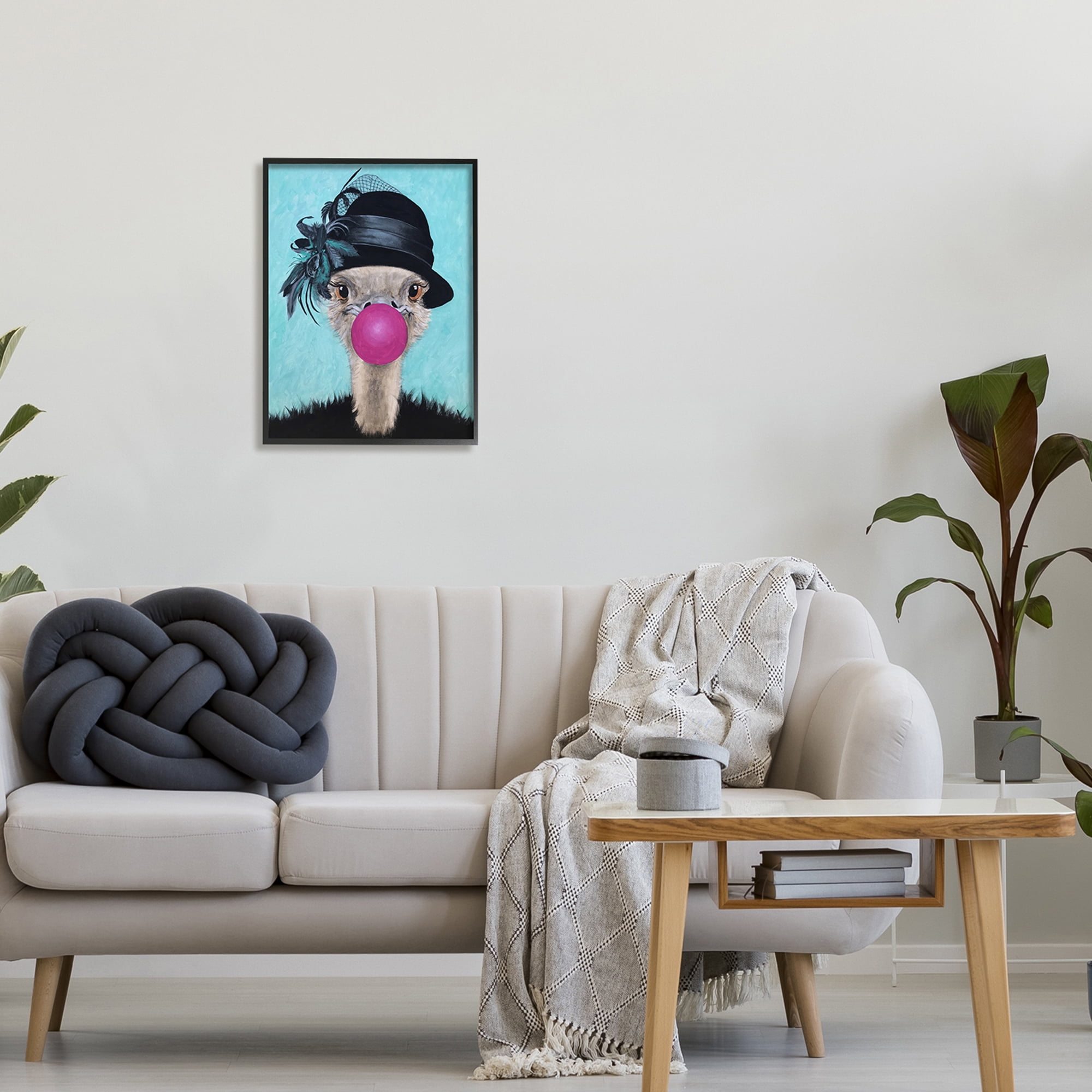 Stupell Industries Ostrich Stylish Vintage Black Hat Pink Bubblegum , 16 x 20, Design by Coco de Paris