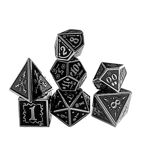Fantasydice Nightwatch Large Metal Dice Set - 7 Polyhedral Dice With Metal Box For D&D, RPG Tabletop Games