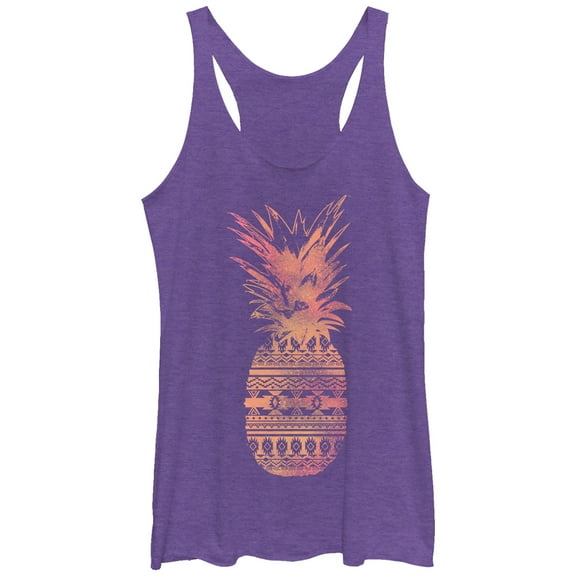 Women's Lost Gods Southwest Print Pineapple  Racerback Tank Top Purple Heather Medium