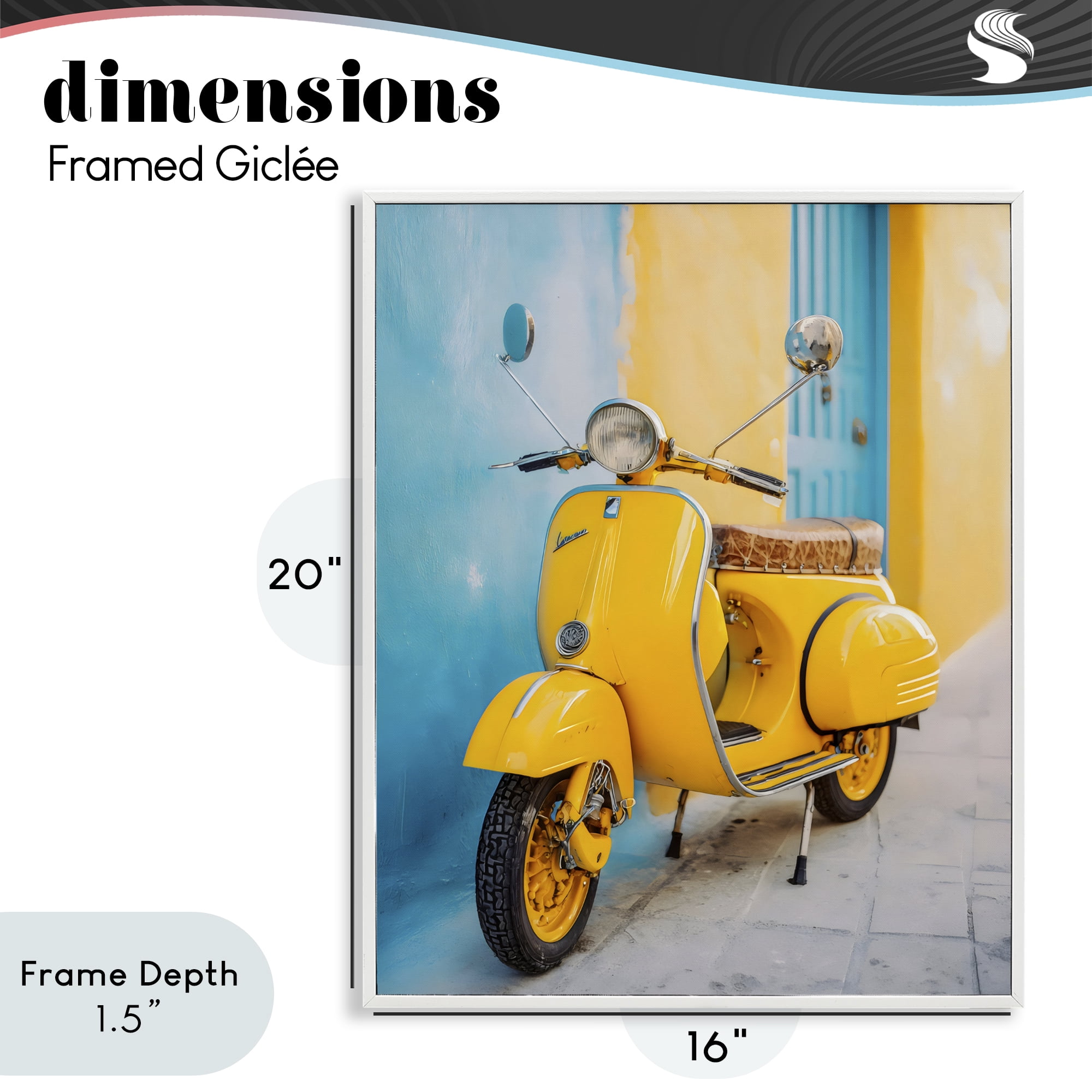 Stupell Industries Sunny Ride Vintage Moped White Framed Giclee Art, design by Franklyn Gregory