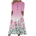 thumbnail image 2 of Edvintorg Dresses for Women 2025 Fashion Summer Casual Short Sleeve V-Neck Printing Loose Beach Dress with Pockets, 2 of 5