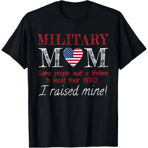 Playera Militar Mamá Crié a Mi Héroe Fuerzas Armadas de EE.UU. Talla XL Negra para Mujer