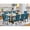 Blue/Wood, variant on East West Furniture 9-Piece Dining Set - 40x72 Table & 8 Linen Chairs-Color:Blue,Material:Wood
