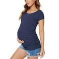 thumbnail image 5 of Ecavus Maternity Tops Short Classic Versatile Style Mama Pregnancy Clothes 3-Pack Dark Gray Dark Blue Pink XL, 5 of 6