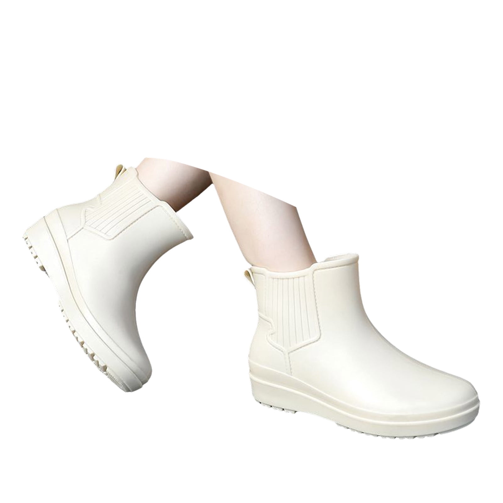 Mzoazpie Women's Rain Boots, Waterproof Non- Ankle-High Boots, Solid Color Print Shoes Outdoor