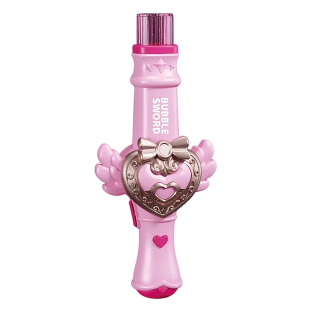 Pink Wand Rechargeable Bubble Machine With Led Lights Automatic Portable Mist Bubble Blower For Kids Outdoor Party Interactive Play Pink