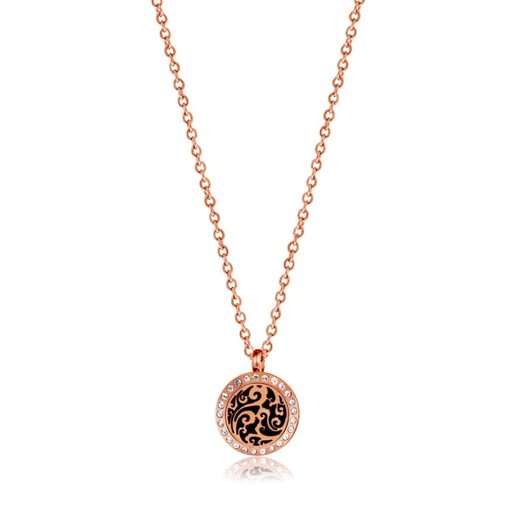 Anavia Aromatherapy Starter Kit Clouds Mother's Day Gift for Mom Girlfriend Wife Diffuser Rhinestone Necklace & Organic Essential Oil Jewelry Gift Set - Rose Gold Necklace & Peppermint Oil