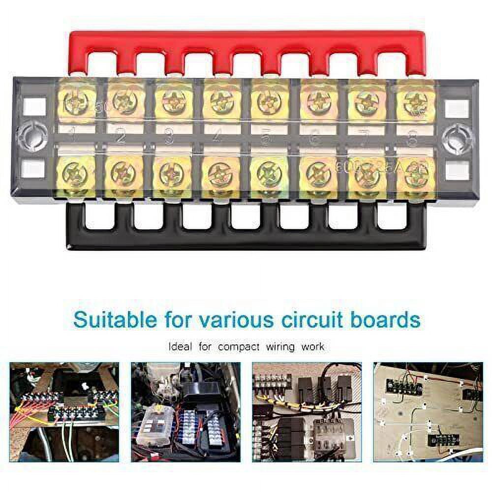 5 Pcs 600V 25A 8P Dual Row Barrier Terminal Block + 10 x Terminal Stripes