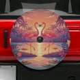 thumbnail image 2 of Lotusprinthandmade Cute Flamingo Couple Spare Tire Cover With Backup Camera Hole 6 Sizes (32 in.), Tropical Bird Lovers Truck Camper Decor, 2 of 6
