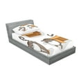 thumbnail image 2 of Ambesonne Cartoon Fitted Sheet & Pillow Sham Set, Kitten Cat in the Box, Twinxl, Sand Brown Warm Taupe, 2 of 2