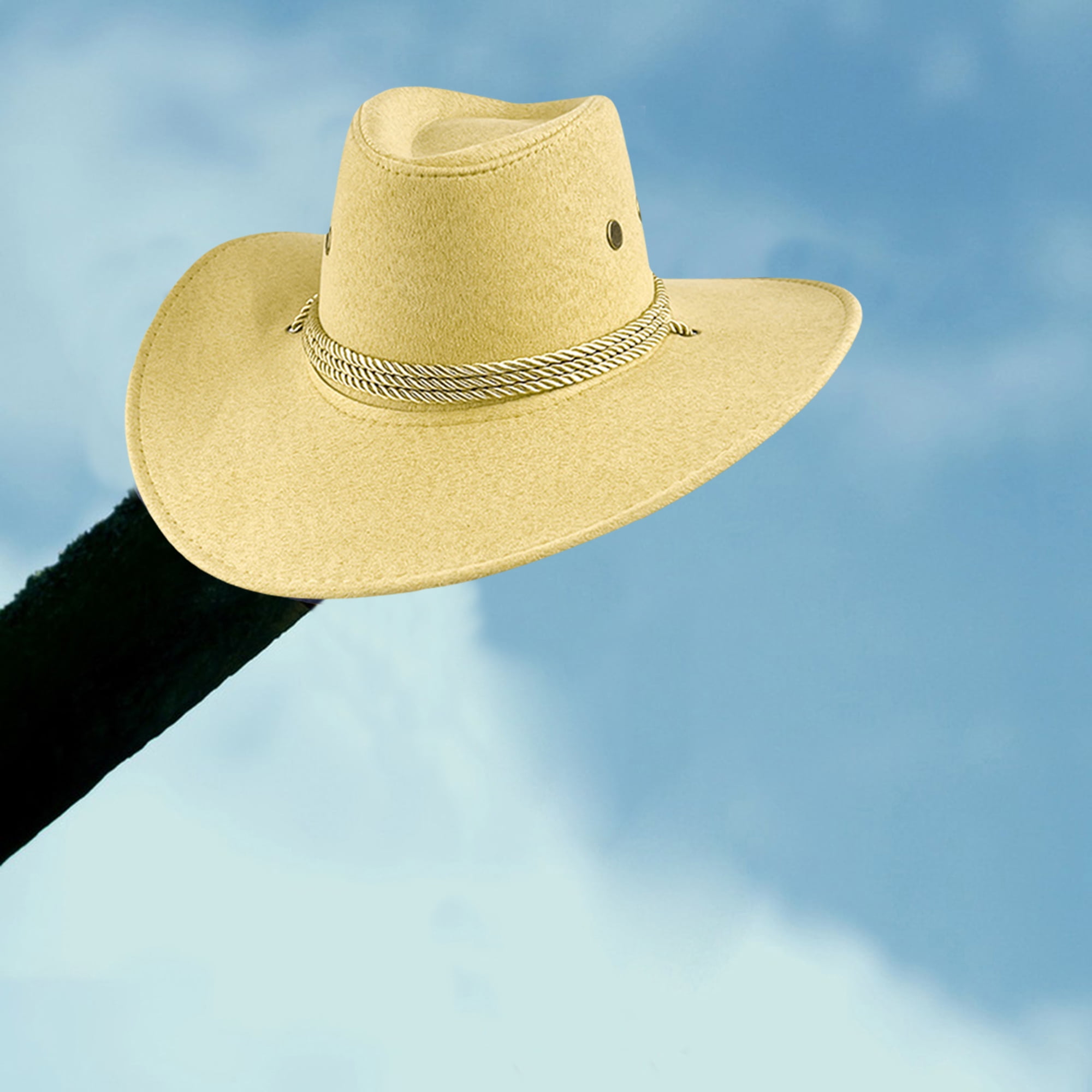 Heiheiup Adult Casual Fashion Outdoors Winter Cowboy Straw Cap Light  Sunshade Jazz Beach Hat Cap Hat Stretcher Large 