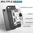 thumbnail image 3 of for iPhone SE 2020/2022,iPhone 7/8 Case with Anti-Explosion Screen Protector, Heavy Duty Shockproof with Metal Kickstand [Military Grade] Protective Case for iPhone SE 2020/2022/8/7, Silver, 3 of 14