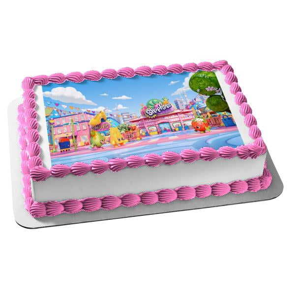 7.5" PERSONALISED ROUND EDIBLE ICING CAKE TOPPER SHOPKINS FUN PARTY 2 