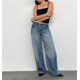 thumbnail image 2 of Pantalones vaqueros de pierna ancha for mujer, de talle bajo, holgados, pierna recta, pantalones de mezclilla for novio, pantalones vaqueros sueltos casuales, estilo niña Y2K, 2 of 5