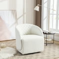 thumbnail image 4 of Swivel Chair Teddy Fabric Solid Wood Frame Comfy Accent Sofa Chair Corner Chairs For Living Room Bedroom Hotel Office, 4 of 9