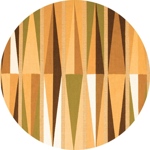 Ahgly Company Indoor Round Abstract Orange Contemporary Area Rugs, 7' Round